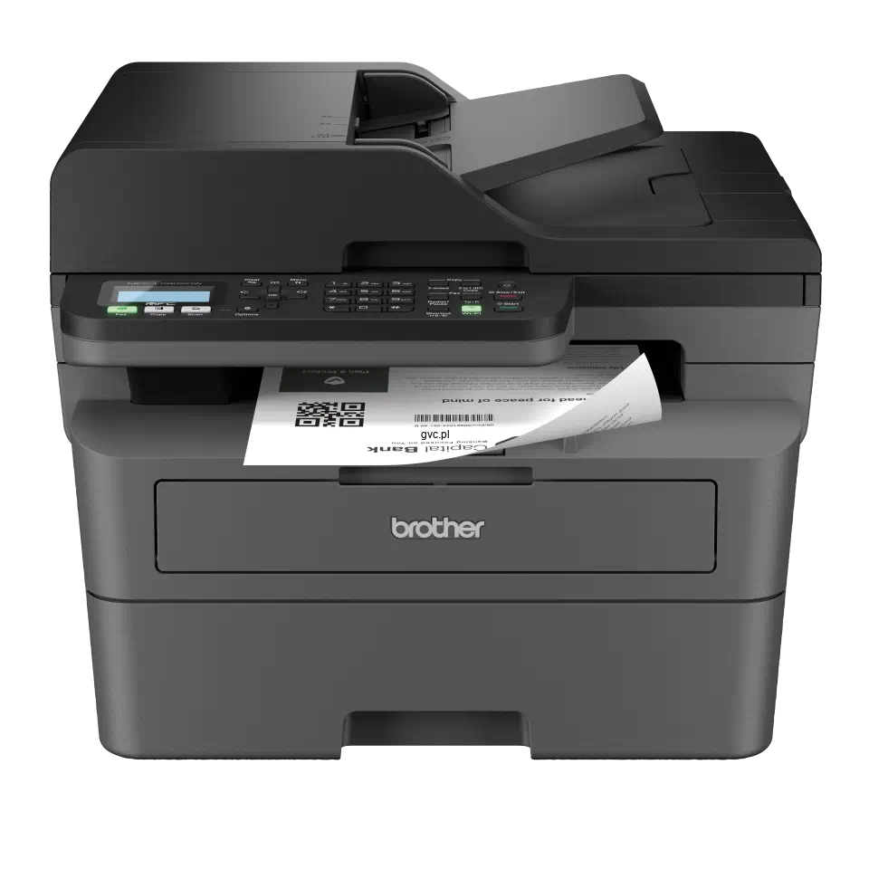 Zdjęcie przedstawia drukarkę ze skanerem firmy Brother